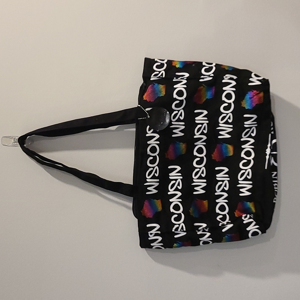 Robin Ruth Wisconsin black canvas tote bag